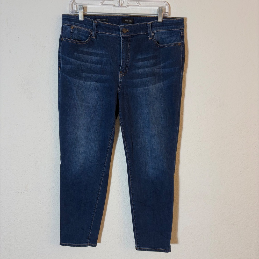Talbots Slim Ankle Jeans Womens 14P Dark Indigo